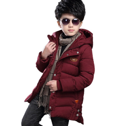 Baby autumn and winter new warm clothing children's jacket thickening plus velvet padded jacket boy hooded jacket boy warm jacke