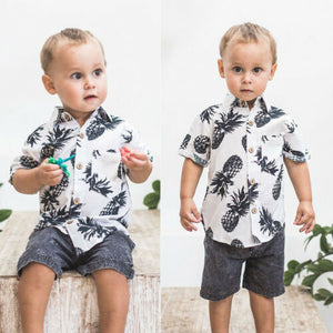 Summer Hot Boys Kids Hawaiian Fashion Casual T-Shirt Beach Camp Children Pineapple Fancy Top Age 1-6Y