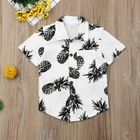 Summer Hot Boys Kids Hawaiian Fashion Casual T-Shirt Beach Camp Children Pineapple Fancy Top Age 1-6Y