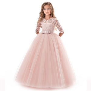 New fashion kids dresses for girls child princess lace wedding costume11 12 13 14 year dress children clothing baby girl clothes