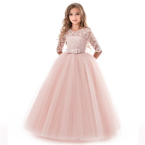 New fashion kids dresses for girls child princess lace wedding costume11 12 13 14 year dress children clothing baby girl clothes