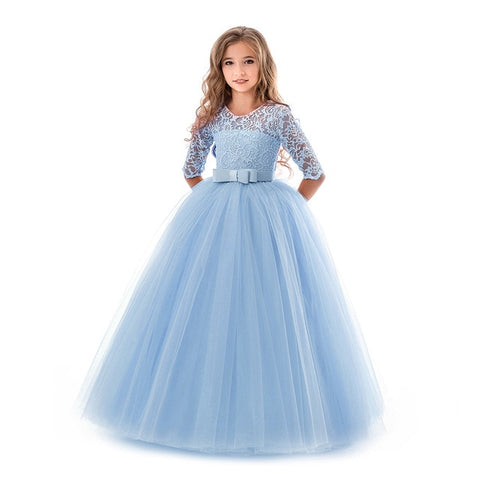 New fashion kids dresses for girls child princess lace wedding costume11 12 13 14 year dress children clothing baby girl clothes