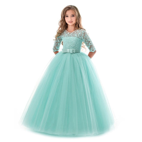 New fashion kids dresses for girls child princess lace wedding costume11 12 13 14 year dress children clothing baby girl clothes