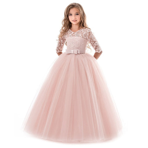 New fashion kids dresses for girls child princess lace wedding costume11 12 13 14 year dress children clothing baby girl clothes