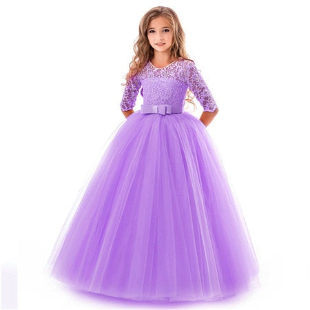 New fashion kids dresses for girls child princess lace wedding costume11 12 13 14 year dress children clothing baby girl clothes