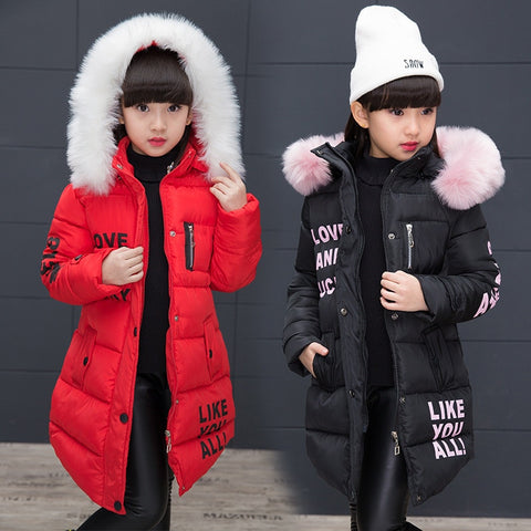 New Girls Warm Winter Coat Artificial Fur Fashion Kids Hooded Jacket Coat for Girl Outerwear Girls Clothes 3-12 Years