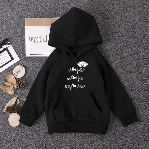 Children Hoodies Rottweiler-Heartbeat-Lifeline-Dog-Car Toddler Winter Warm Hoodie Kids Boys Girls Baby Sweatshirt Casual Pull