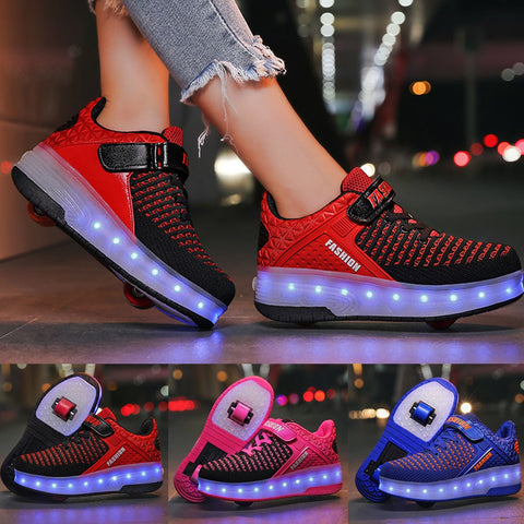 autumn Children Casual Shoes Toddler Light Up LED Wheels Skate USB Shoes Fashion Kids  leisure Sport Sneakers for boy shoes