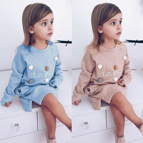 LOOZYKIT Toddler Kids Clothes Children Dress Girl Baby Clothing Winter Cotton Warm Loose Straight Dresses For Girls Robe Fille