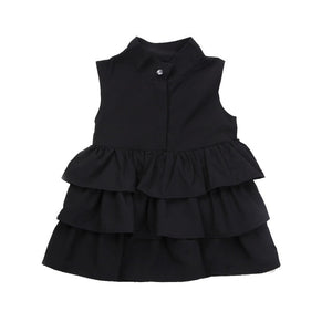 Summer Cute Black Green Ball Gown Girls Dresses Kid Girl Party Dress Sleeveless O Neck Cake Ruffled Tutu Bubble Dress 2-6T