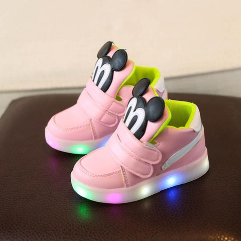 Cute Lovely Princess Boys Girls Boots Cartoon Children Shoes Casual Fashion LED Light Baby Kids Shoes Led Sneakers