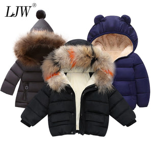 Fashion Baby Boys Jackets Fur collar Autumn Winter Kids Warm Hoodies Jacket Children Outerwear girl Coat Boys Girls Clothe