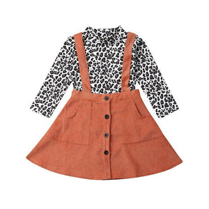 2019 Winter 18M-5Y Toddler Girls 2pcs Long Sleeve Leopard Top T-shirt Strap Dress New Kid Baby Girl Clothes Outfit Set