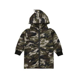 2-7Y Toddler Kids Baby Boys Camouflage Dinosaur Zipper Coat Top Hooded Autumn Spring Outwear New Clothes