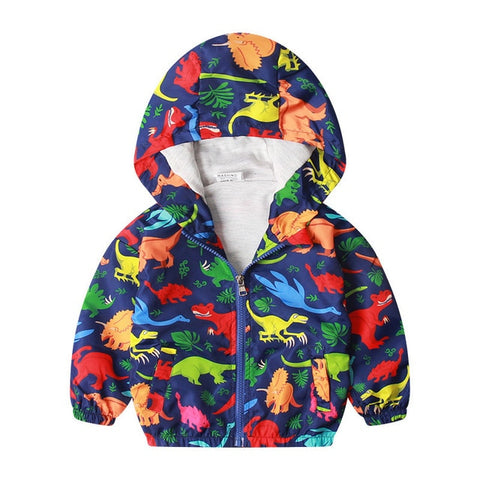 27kids2-7Y Cute Dinosaur Spring Children Autumn Kids  Hooded Top Boys Outerwear  Active Boy Windbreaker Toddler Boy Hoodie