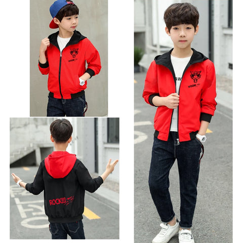 Boys Jacket New arrival 3-13y Clothing For Baby Boys Coat Solid Color Flight Jacket Hooded Autumn Kid Outerwear Children Clothes