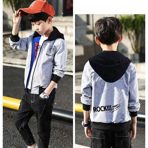 Boys Jacket New arrival 3-13y Clothing For Baby Boys Coat Solid Color Flight Jacket Hooded Autumn Kid Outerwear Children Clothes