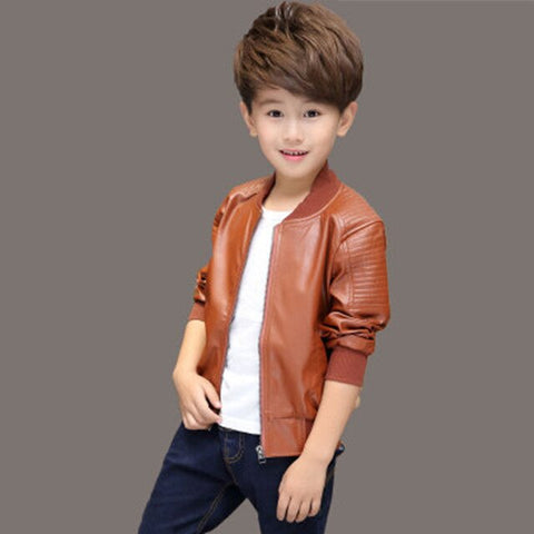 2019 Boys Coat For Kids Boys Thick Fleece PU Leather Jackets Autumn Winter Children Boys Fashion Casual Warm Outwear Clothing