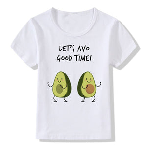 2019 Summer Children Tops Tees Cartoon Avocado Print T shirt Kids Funny Let's Avo Good Time Desing Boys Girls T-shirt Clothes