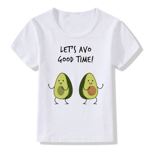 2019 Summer Children Tops Tees Cartoon Avocado Print T shirt Kids Funny Let's Avo Good Time Desing Boys Girls T-shirt Clothes