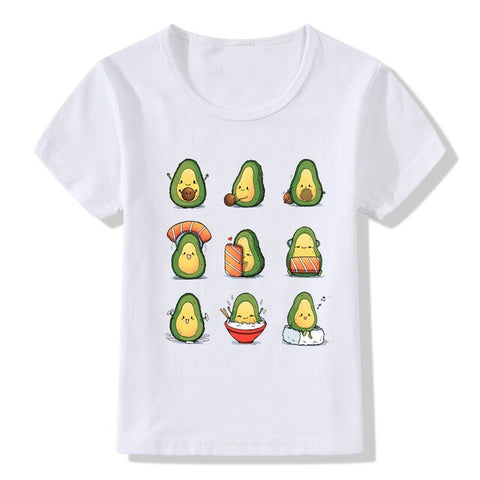 2019 Summer Children Tops Tees Cartoon Avocado Print T shirt Kids Funny Let's Avo Good Time Desing Boys Girls T-shirt Clothes