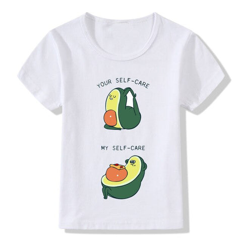 2019 Summer Children Tops Tees Cartoon Avocado Print T shirt Kids Funny Let's Avo Good Time Desing Boys Girls T-shirt Clothes