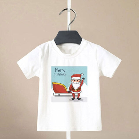 Summer Cool Boys Christmas Shirt Santa Claus Elk Snowflake Cute Pattern T Shirts For Baby Girls New Kids T Shirt Leisure Kawai