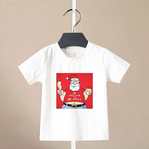 Summer Cool Boys Christmas Shirt Santa Claus Elk Snowflake Cute Pattern T Shirts For Baby Girls New Kids T Shirt Leisure Kawai