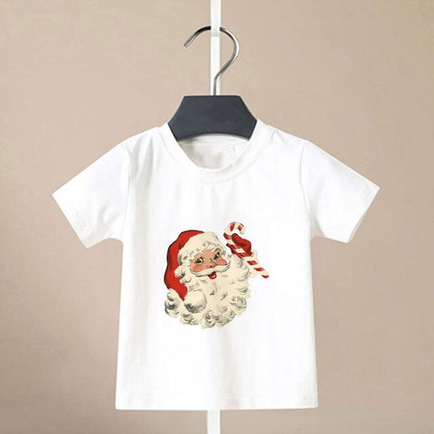 Summer Cool Boys Christmas Shirt Santa Claus Elk Snowflake Cute Pattern T Shirts For Baby Girls New Kids T Shirt Leisure Kawai