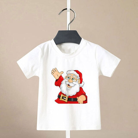 Summer Cool Boys Christmas Shirt Santa Claus Elk Snowflake Cute Pattern T Shirts For Baby Girls New Kids T Shirt Leisure Kawai