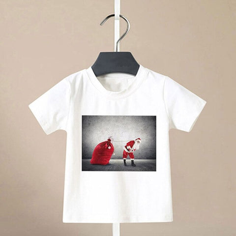 Summer Cool Boys Christmas Shirt Santa Claus Elk Snowflake Cute Pattern T Shirts For Baby Girls New Kids T Shirt Leisure Kawai