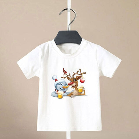 Summer Cool Boys Christmas Shirt Santa Claus Elk Snowflake Cute Pattern T Shirts For Baby Girls New Kids T Shirt Leisure Kawai