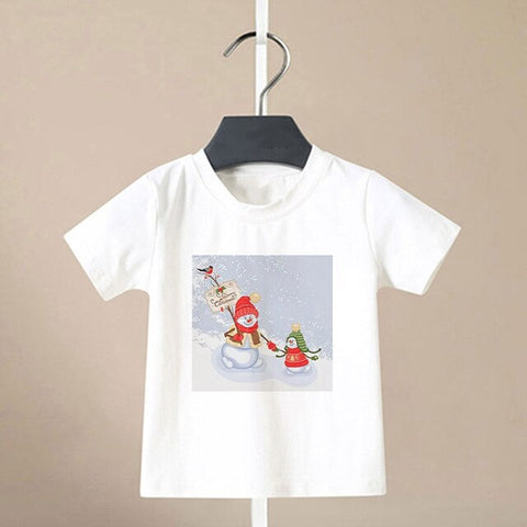 Summer Cool Boys Christmas Shirt Santa Claus Elk Snowflake Cute Pattern T Shirts For Baby Girls New Kids T Shirt Leisure Kawai