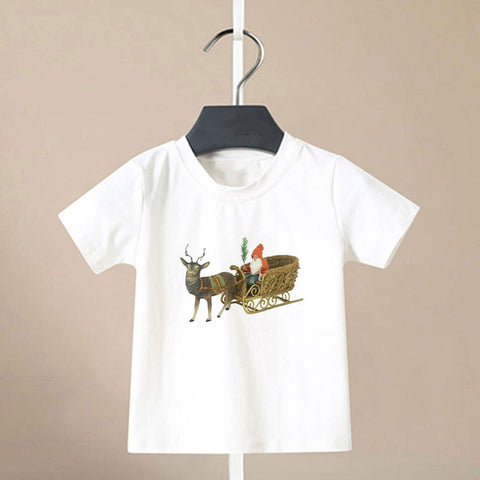 Summer Cool Boys Christmas Shirt Santa Claus Elk Snowflake Cute Pattern T Shirts For Baby Girls New Kids T Shirt Leisure Kawai