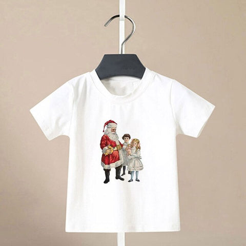 Summer Cool Boys Christmas Shirt Santa Claus Elk Snowflake Cute Pattern T Shirts For Baby Girls New Kids T Shirt Leisure Kawai