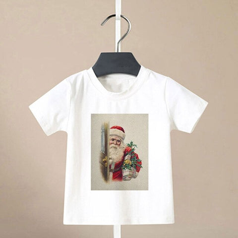 Summer Cool Boys Christmas Shirt Santa Claus Elk Snowflake Cute Pattern T Shirts For Baby Girls New Kids T Shirt Leisure Kawai