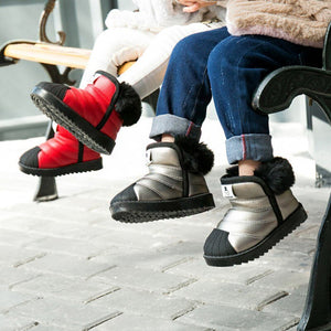 Children Kids Boys Girls Winter Waterproof Boots Thick Warm Anti-Slip PVC PU Plus Velvet Shoess