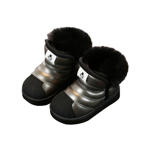 Children Kids Boys Girls Winter Waterproof Boots Thick Warm Anti-Slip PVC PU Plus Velvet Shoess