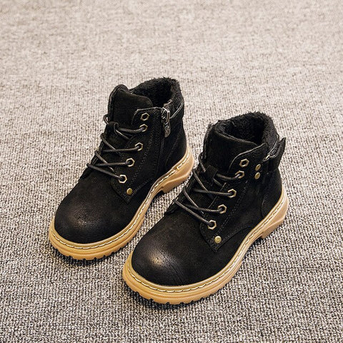 Winter Boots for Girls Leather Shoes Fashion Rivet Childern Martin Boots Keep Warm Non-slip Boys Snow Boots SYL011