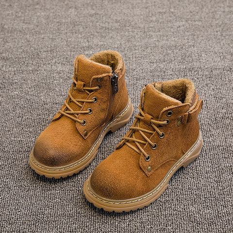 Winter Boots for Girls Leather Shoes Fashion Rivet Childern Martin Boots Keep Warm Non-slip Boys Snow Boots SYL011