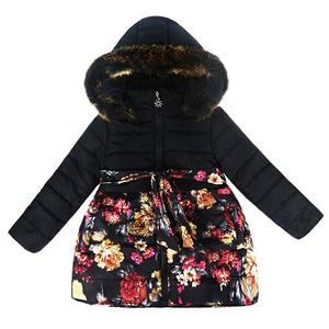 Childern Winter Coats Toddler Kids Baby Girls Floral Flower Winter Warm Jacket Hooded Windproof Coat snowsuit With good quality