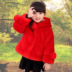 New Fashion Girls Wool Coat	Imitation Fur Coat Winter Jacket For Girl  Kids Clothes Warm Faux Fur coat For Childern Clothes