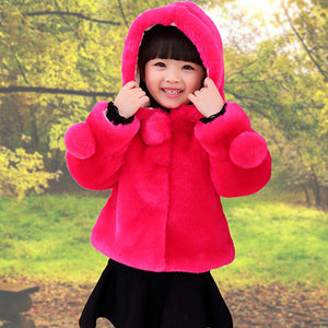 New Fashion Girls Wool Coat	Imitation Fur Coat Winter Jacket For Girl  Kids Clothes Warm Faux Fur coat For Childern Clothes