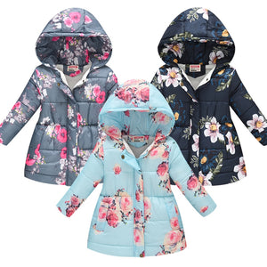 2019 NEW Childern Toddler Kids Baby Girls Boys Floral Hooded Winter Warm Hooded Windproof Coat winterjas manteau Kids Clothes