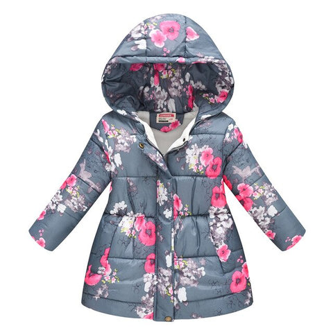 2019 NEW Childern Toddler Kids Baby Girls Boys Floral Hooded Winter Warm Hooded Windproof Coat winterjas manteau Kids Clothes