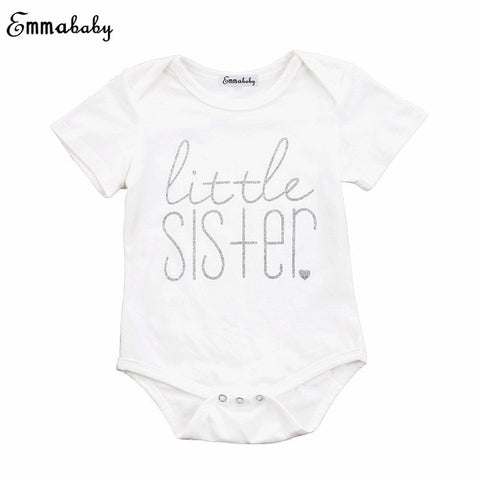 Emmababy Borther And Sister Matching Clthoes Fynny Big Brother T-shirt Little Sister Cotton Bodysuit Short Sleeve Letter Tops