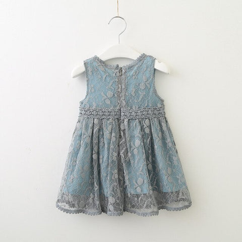 Hurave new party vestido Casual crew neck lace clothes Children Summer Clothing sleeveless embroidery dress Kids Clothes dresses