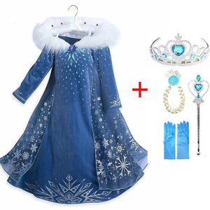 Girls elsa dress new snow queen costumes for kids cosplay dresses princess disfraz carnaval vestido de festa infantil congelados