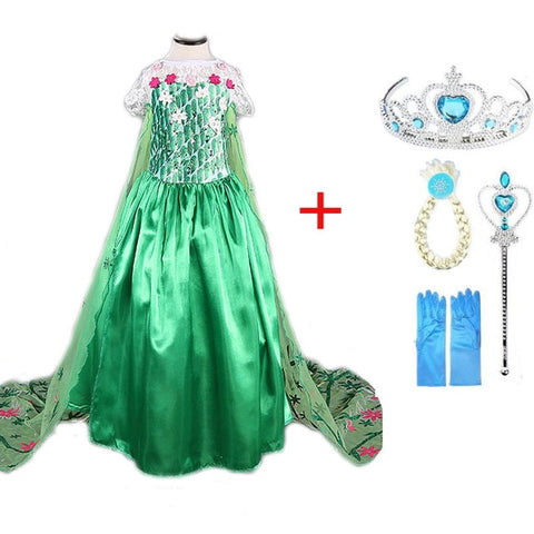 Girls elsa dress new snow queen costumes for kids cosplay dresses princess disfraz carnaval vestido de festa infantil congelados