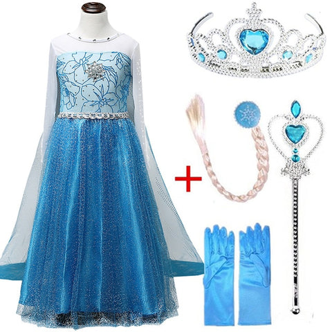 Girls elsa dress new snow queen costumes for kids cosplay dresses princess disfraz carnaval vestido de festa infantil congelados